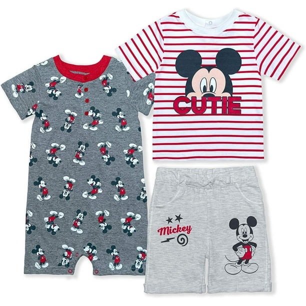 Gray Baby Boys 2pc Mickey Mouse & Friends Mickey Mouse Romper and Hat Set 